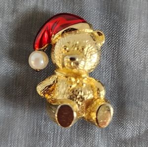 Vintage Gold Tone Christmas Brooch Pin